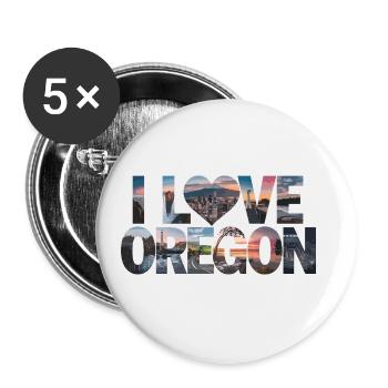 I Love Oregon für Oregon Urlauber - Buttons groß 56 mm (5er Pack) - Weiß - Vorne