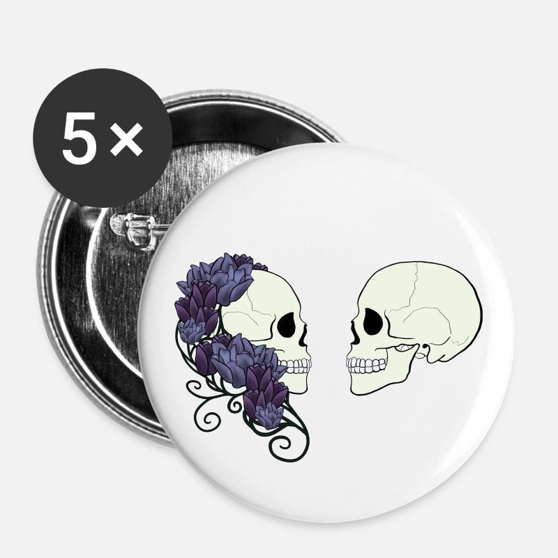 TULIP SKULL COUPLE - Buttons large 2.2''/56 mm (5-pack) - white