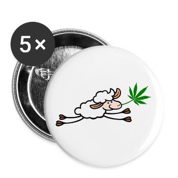 Schaf Hanf springend png - Buttons groß 56 mm (5er Pack) - Weiß - Vorne