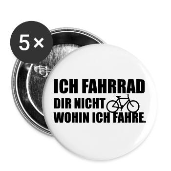 Fahrradfahren - Buttons groß 56 mm (5er Pack) - Weiß - Vorne