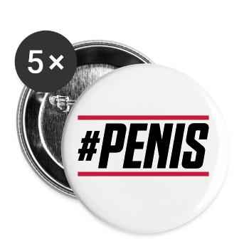penis hashtag - Buttons groß 56 mm (5er Pack) - Weiß - Vorne