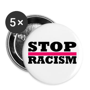 Stop Racism - Buttons groß 56 mm (5er Pack) - Weiß - Vorne