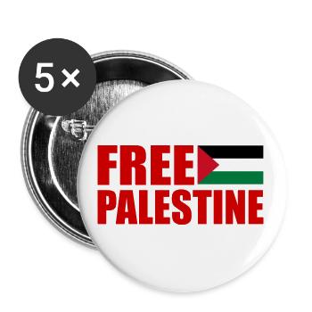 Free palestine - Buttons large 2.2''/56 mm (5-pack) - white - Front