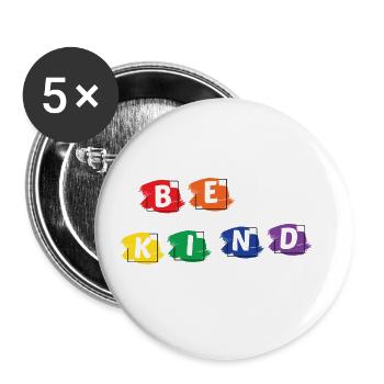 Be Kind Gay Pride Lgbtq Rainbow Transgender Bisexu - Buttons groß 56 mm (5er Pack) - Weiß - Vorne