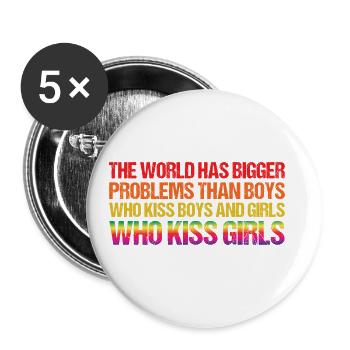 The World Has Bigger Problems Than Boys Who Kiss B - Buttons groß 56 mm (5er Pack) - Weiß - Vorne