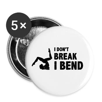 I Don't Break I Bend Acrobatics Gymnastics Sports - Buttons groß 56 mm (5er Pack) - Weiß - Vorne
