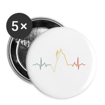 Ecg Heartbeat Graphic Bouldering Mountaineering Bo - Buttons groß 56 mm (5er Pack) - Weiß - Vorne