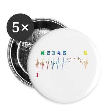 Ecg Heartbeat Dirt Biker Motorcycle Enduro Motocro - Buttons groß 56 mm (5er Pack) - Weiß - Vorne
