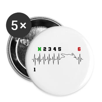 Ecg Heartbeat Dirt Biker Motorcycle Enduro Motocro - Buttons groß 56 mm (5er Pack) - Weiß - Vorne