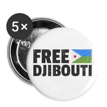 Free Djibouti: Support Freedom - Buttons large 2.2''/56 mm (5-pack) - white - Front