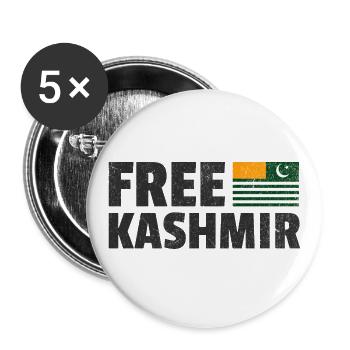 Libérez le Cachemire : soutenez les droits des Cachemiris - Lot de 5 grands badges (56 mm) - blanc - Devant