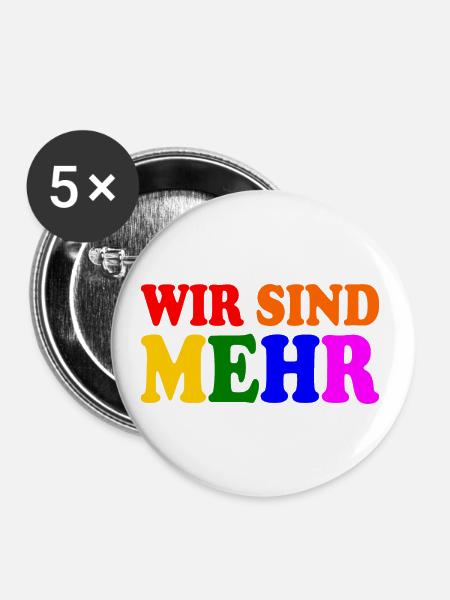Wir sind mehr - Buttons groß 56 mm (5er Pack) - Weiß