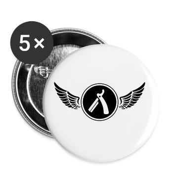 barber rasierklinge icon - Buttons groß 56 mm (5er Pack) - Weiß - Vorne