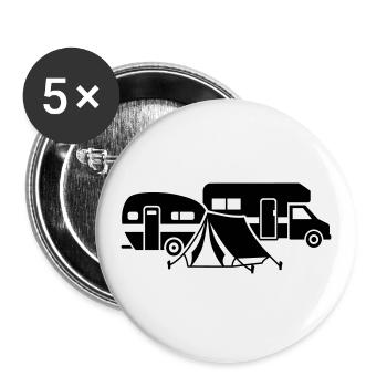 camping - Lot de 5 grands badges (56 mm) - blanc - Devant