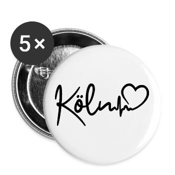 Köln Herzschlag Domstadt Liebe - Buttons groß 56 mm (5er Pack) - Weiß - Vorne
