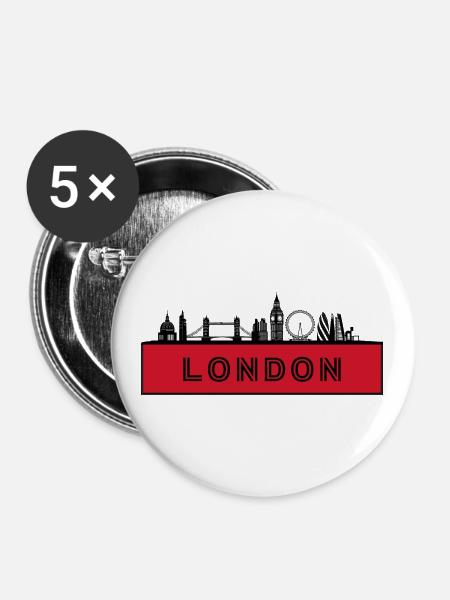 City London - England Great Britain - Buttons large 2.2''/56 mm (5-pack) - white