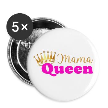 Mama queen - maman reine - cadeau fête des mères - Lot de 5 grands badges (56 mm) - blanc - Devant