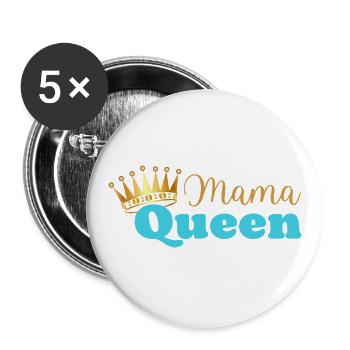 Mama queen - maman reine - cadeau fête des mères - Lot de 5 grands badges (56 mm) - blanc - Devant