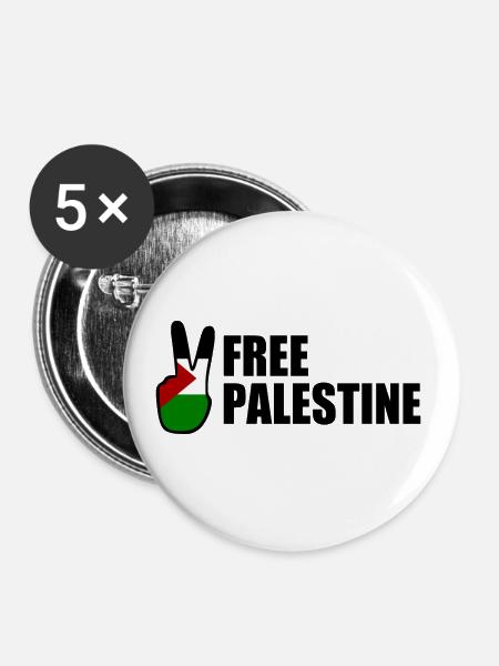Free palestine - Buttons large 2.2''/56 mm (5-pack) - white