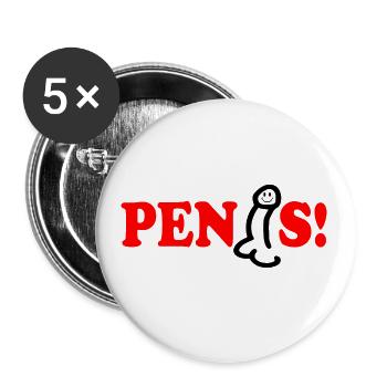Penis - Buttons groß 56 mm (5er Pack) - Weiß - Vorne