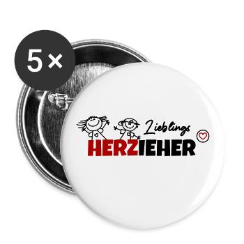 Lieblings Erzieher - Buttons groß 56 mm (5er Pack) - Weiß - Vorne