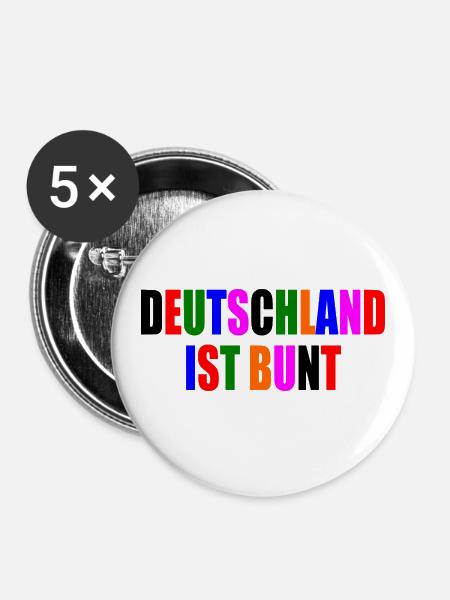Deutschland ist bunt - Buttons groß 56 mm (5er Pack) - Weiß