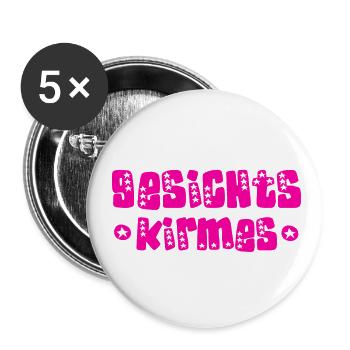 Gesichts Kirmes - Buttons groß 56 mm (5er Pack) - Weiß - Vorne