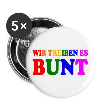 Wir treiben es bunt - Buttons groß 56 mm (5er Pack) - Weiß - Vorne