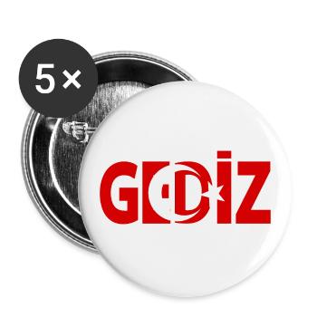 Gediz Turquie Drapeau Kütahya - Lot de 5 grands badges (56 mm) - blanc - Devant