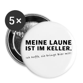 Meine Laune ist im Keller | Bier, Party, grillen - Buttons groß 56 mm (5er Pack) - Weiß - Vorne