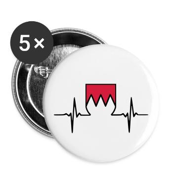 Herzschlag -Franken- - Buttons groß 56 mm (5er Pack) - Weiß - Vorne