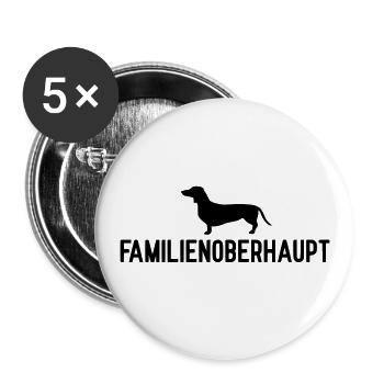 Hund Dackel Familienoberhaupt - Buttons groß 56 mm (5er Pack) - Weiß - Vorne
