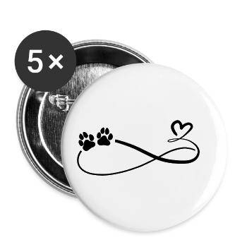 Dog Sign Heart Infinite Dogs - Buttons large 2.2''/56 mm (5-pack) - white - Front