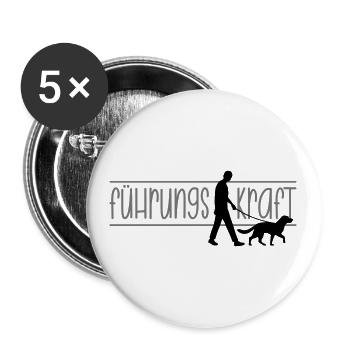Führungskraft Mann Hund Gassi gehen Herrchen - Buttons groß 56 mm (5er Pack) - Weiß - Vorne