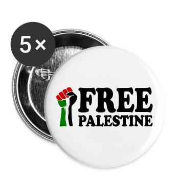 Free palestine - Buttons large 2.2''/56 mm (5-pack) - white - Front