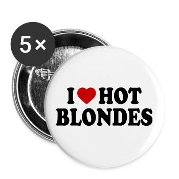 I love hot blondes - Buttons groß 56 mm (5er Pack) - Weiß - Vorne