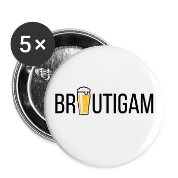 Bräutigam (Bier / Junggesellenabschied / POS) - Buttons groß 56 mm (5er Pack) - Weiß - Vorne