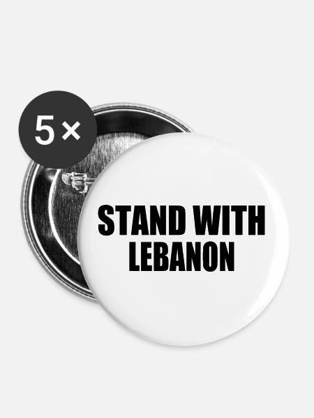 STAND WITH LEBANON - Buttons groß 56 mm (5er Pack) - Weiß