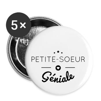 PETITE SOEUR GÉNIALE - Lot de 5 grands badges (56 mm) - blanc - Devant