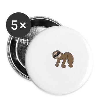 Faultier Herzschlag Frequenz Fauler Faultierspruch - Buttons groß 56 mm (5er Pack) - Weiß - Vorne
