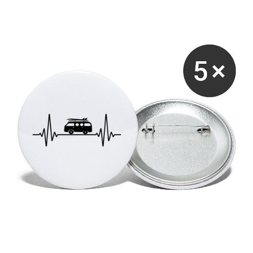 Herzschlag Camping & Lustiger EKG Frequenz Camper - Buttons groß 56 mm (5er Pack)
