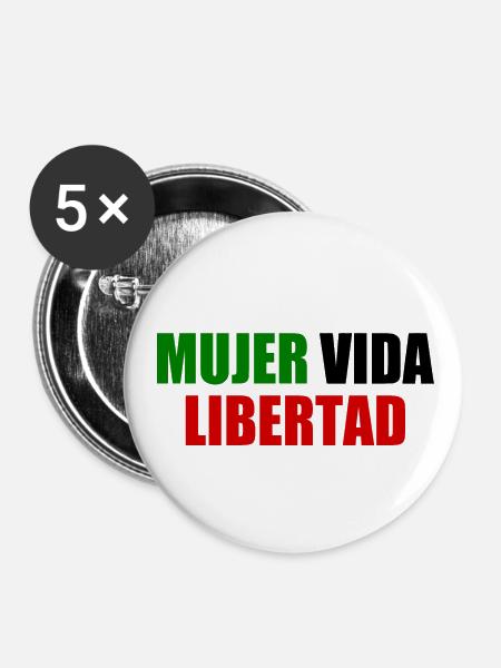 mujer vida libertad - Buttons groß 56 mm (5er Pack) - Weiß