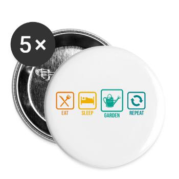 Eat Sleep Gardening Repeat Garden Gardener Horticu - Buttons groß 56 mm (5er Pack) - Weiß - Vorne