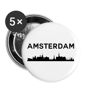 Amsterdam Skyline - Buttons large 2.2''/56 mm (5-pack) - white - Front
