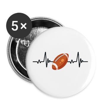 Rugby battement de coeur - Lot de 5 grands badges (56 mm) - blanc - Devant