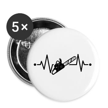 Motorsäge Herzschlag Holzfäller Waldarbeiter - Buttons groß 56 mm (5er Pack) - Weiß - Vorne