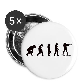 Biathlet Biathlon Geschenk Evolution Wintersport - Buttons groß 56 mm (5er Pack) - Weiß - Vorne