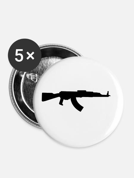 Gewehr icon symbol - Buttons groß 56 mm (5er Pack) - Weiß