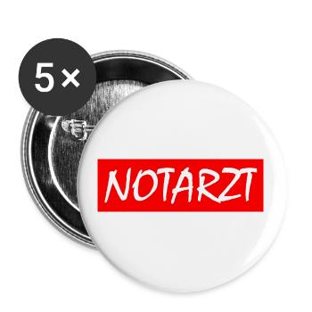 Notarzt - Buttons groß 56 mm (5er Pack) - Weiß - Vorne