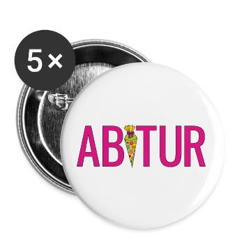 Abi Schultüte Gymnasium Tüte Zuckertüte Abitur - Buttons groß 56 mm (5er Pack) - Weiß - Vorne